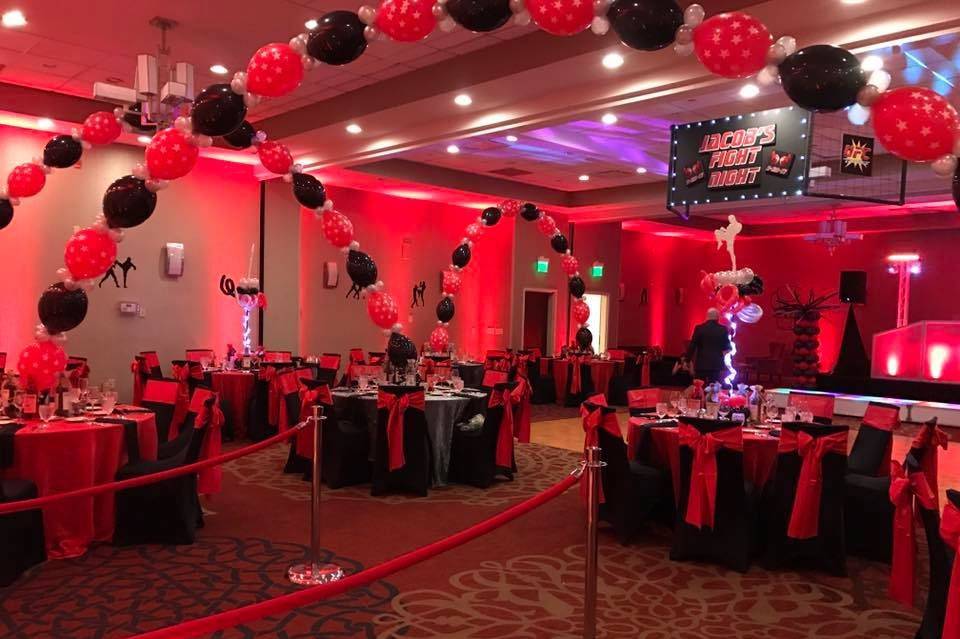 red and black sweet 16 themes