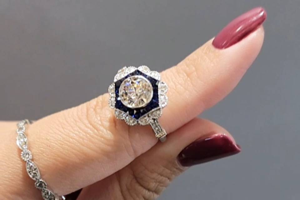 Diamond and sapphire ring