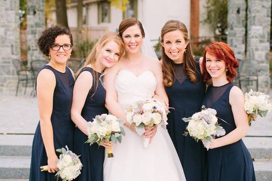 Bride and her bridesmaids