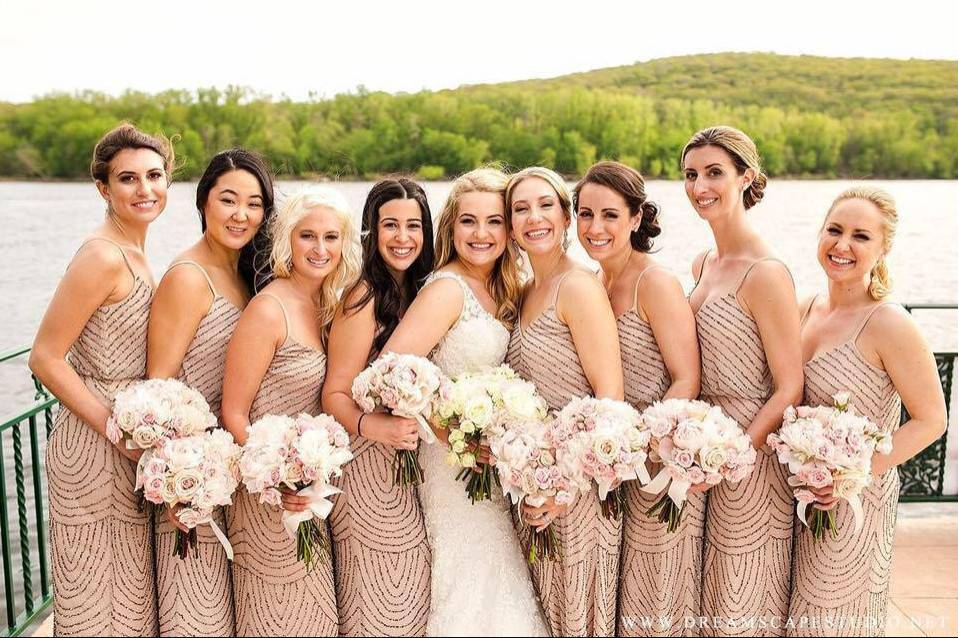 The bride with her bridesmaids