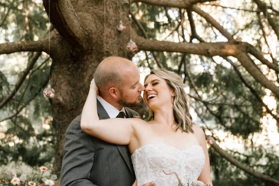 Joyous newlyweds