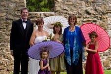 Little girls with umbrellas