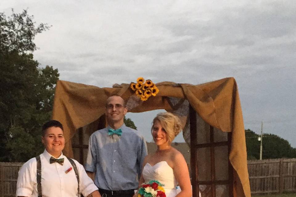 It was an honor to marry Tara and Jade on 26 September 2015 in Lonoke, Arkansas!
