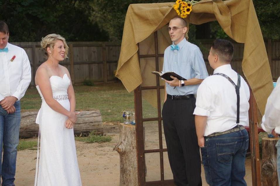 Photo from a wedding I performed for Jade and Tara in Lonoke, Arkansas.Photo credit: Erin Brooke McKeown