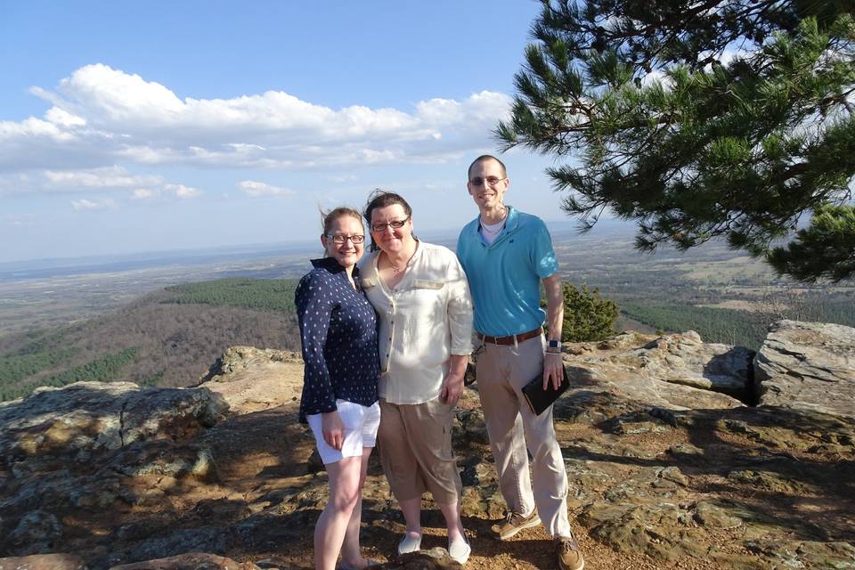 3/15/16 - Sunset Point, Mt Nebo (Dardanelle, Arkansas).  Today was my highest altitude wedding yet!  Thanks to Kris and Christie for allowing me to join you in marriage!