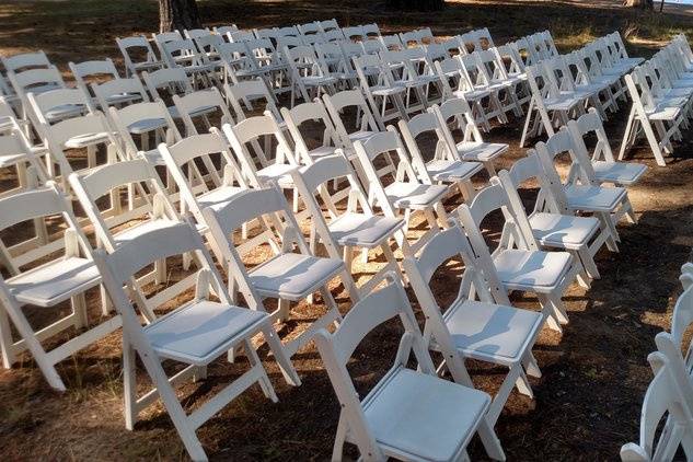 White wooden chairs