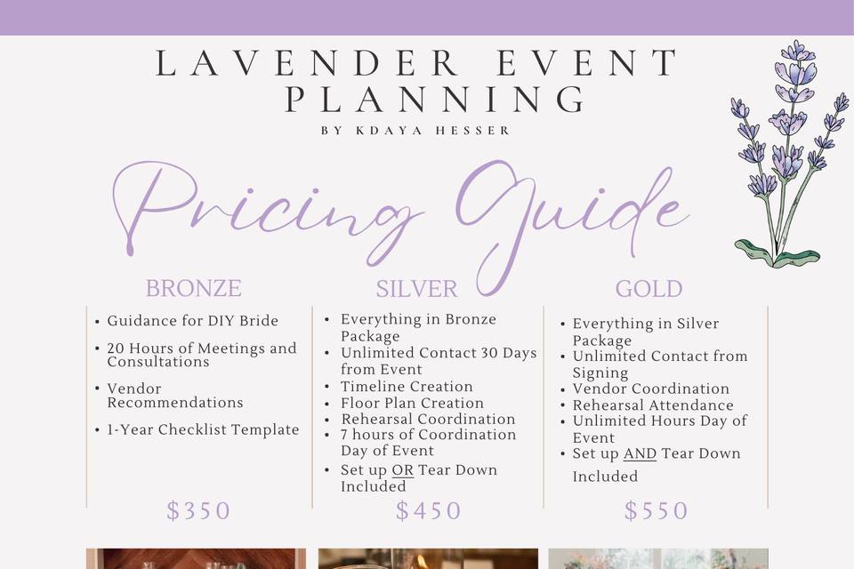 Wedding Pricing Sheet