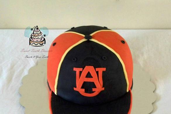 Auburn University Groom's Hat Cake.  Chocolate cake and chocolate frosting, covered in fondant.