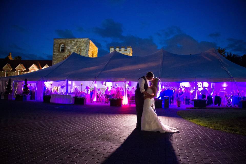 Kissing outside the tent