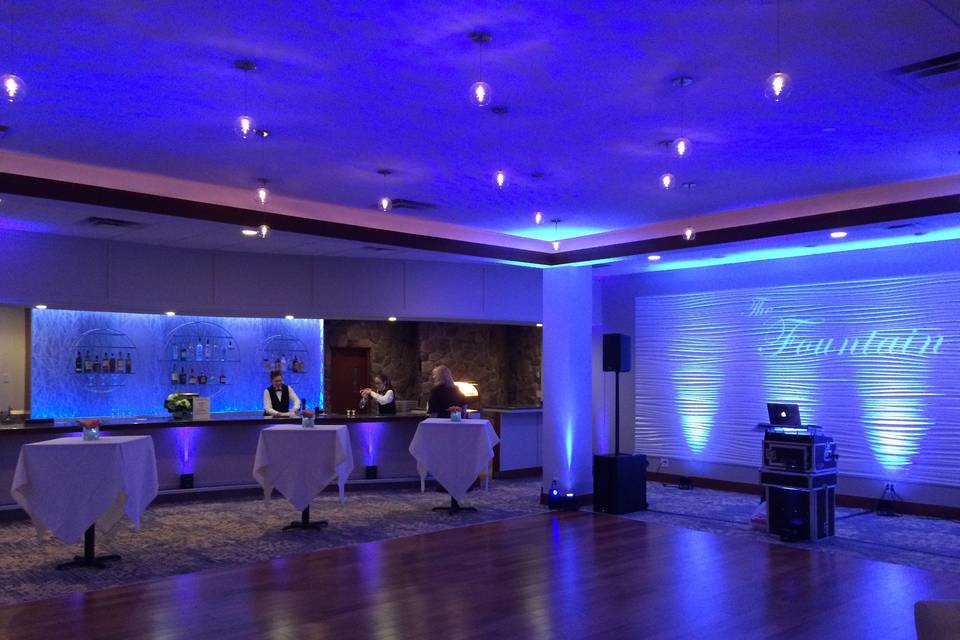 Blue uplighting around dance floor