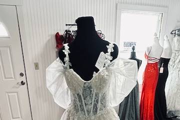 Off shoulder tulle a line