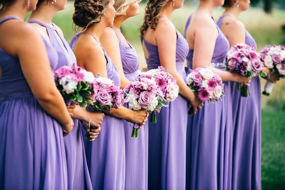 Bridal party in purple