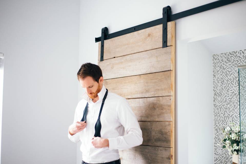 Groom getting ready