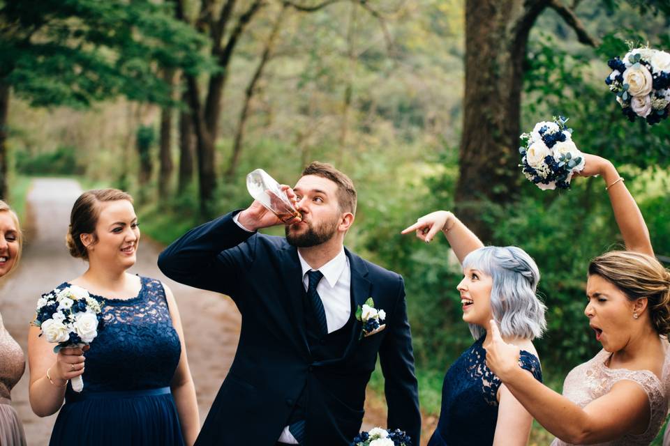 Groom and bridesmaids