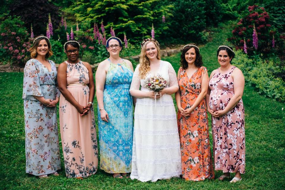 Floral bridesmaids dresses