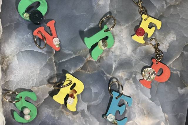 button letter keychains