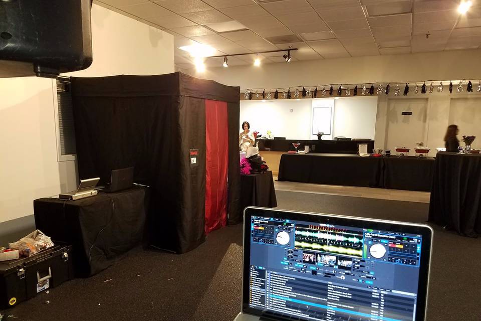 DJ setup and photo booth