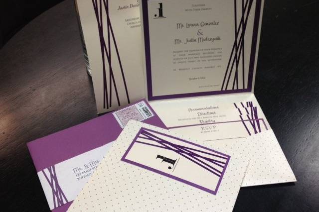 Lorena + Justing wanted an invitation package that would echo their modern, formal, clean aesthetic.