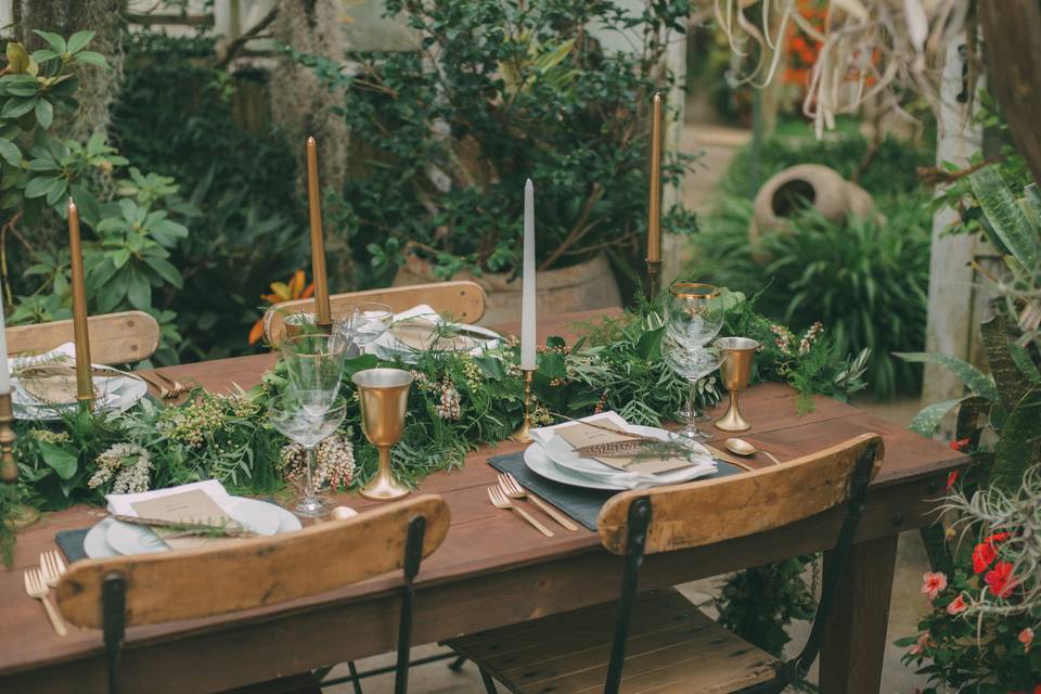 Table setup with candle centerpiece