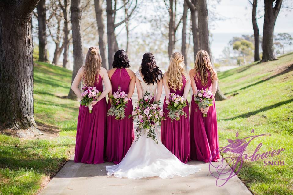 Bride and bridesmaids