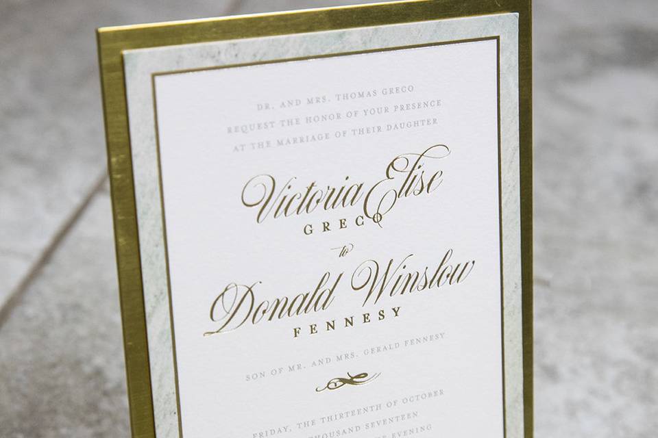 Sea marble suite with gold foil