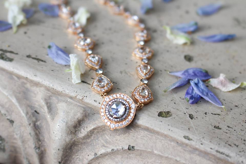 A beautiful necklace of rose-cut Diamonds set in Rose Gold.