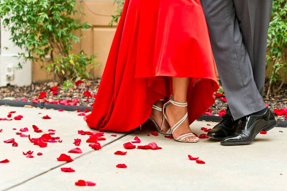 Bride with wedding guests