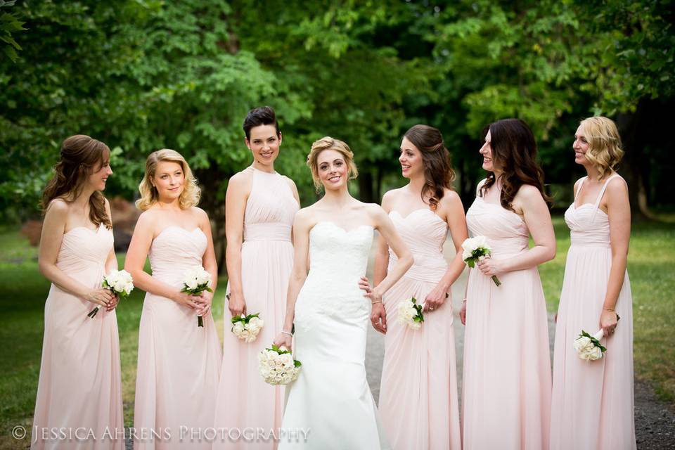 Bride and her bridesmaids