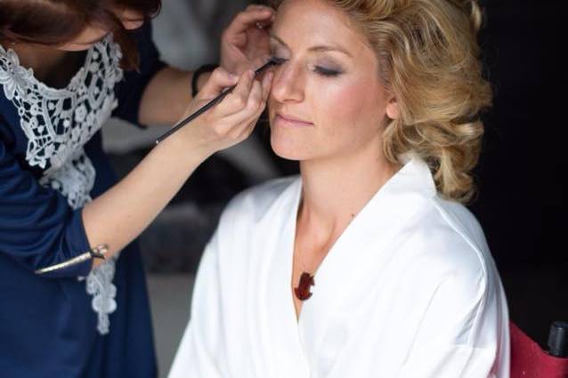 Applying makeup