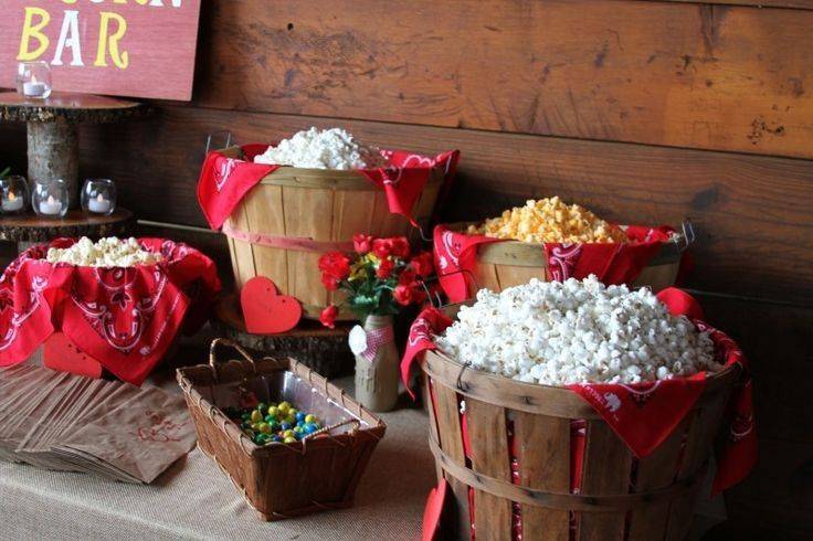 Rustic gourmet popcorn bar