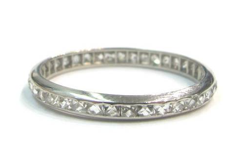 Vintage French cut diamond and platinum eternity band.