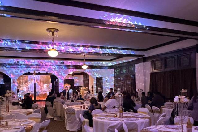Banquet setup with uplighting