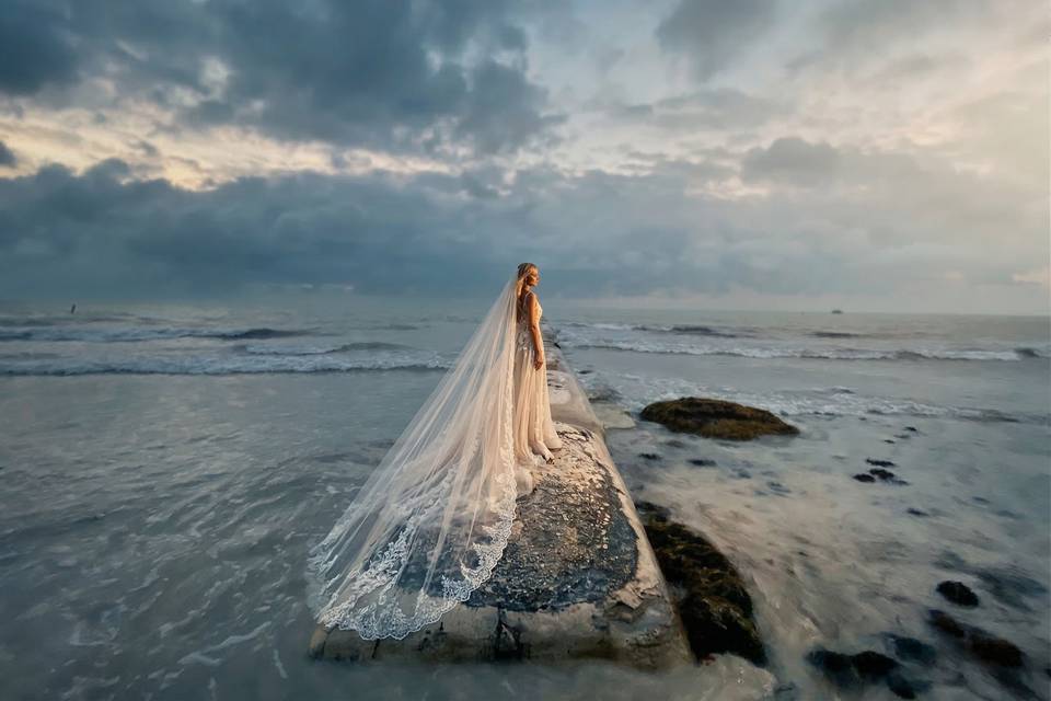 Cinematic bridal portrait