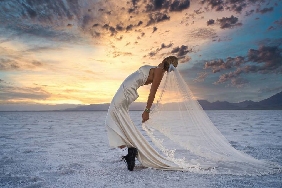 Cinematic bridal portrait
