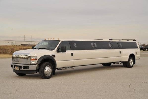 Ford Escapade custom limousine comfortably carries 24 passengers.