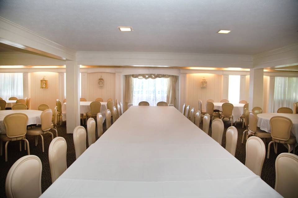 Neutrally colored banquet hall