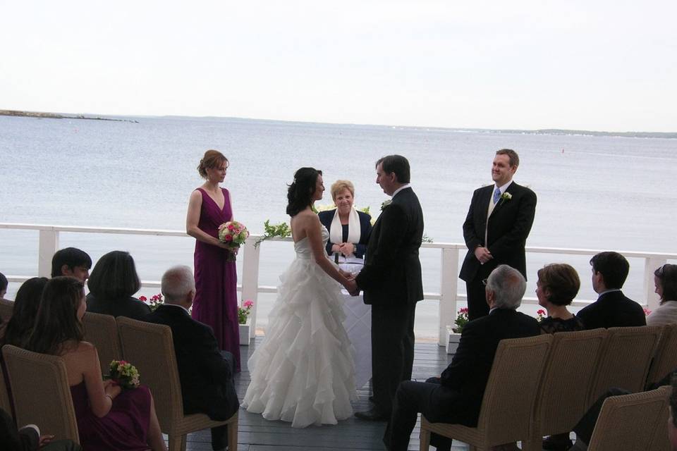 Officiant with the brides