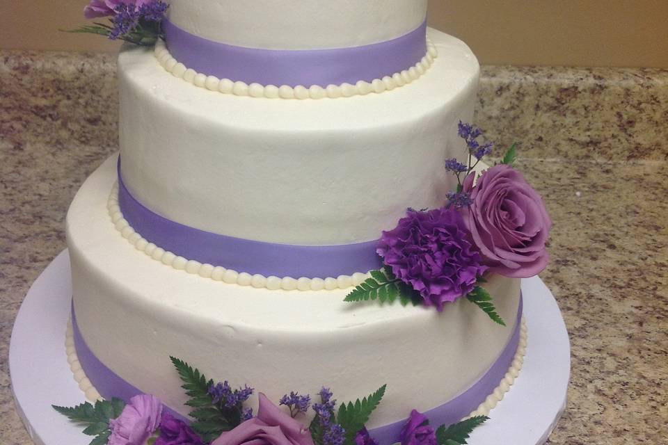 3-tier purple detailed cake