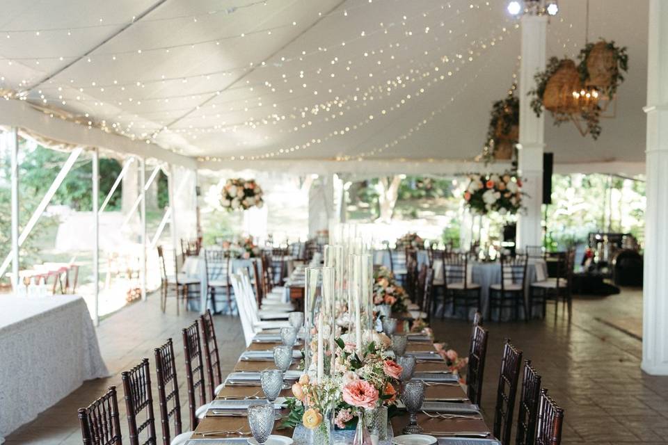 Reception Tent with Farm Table