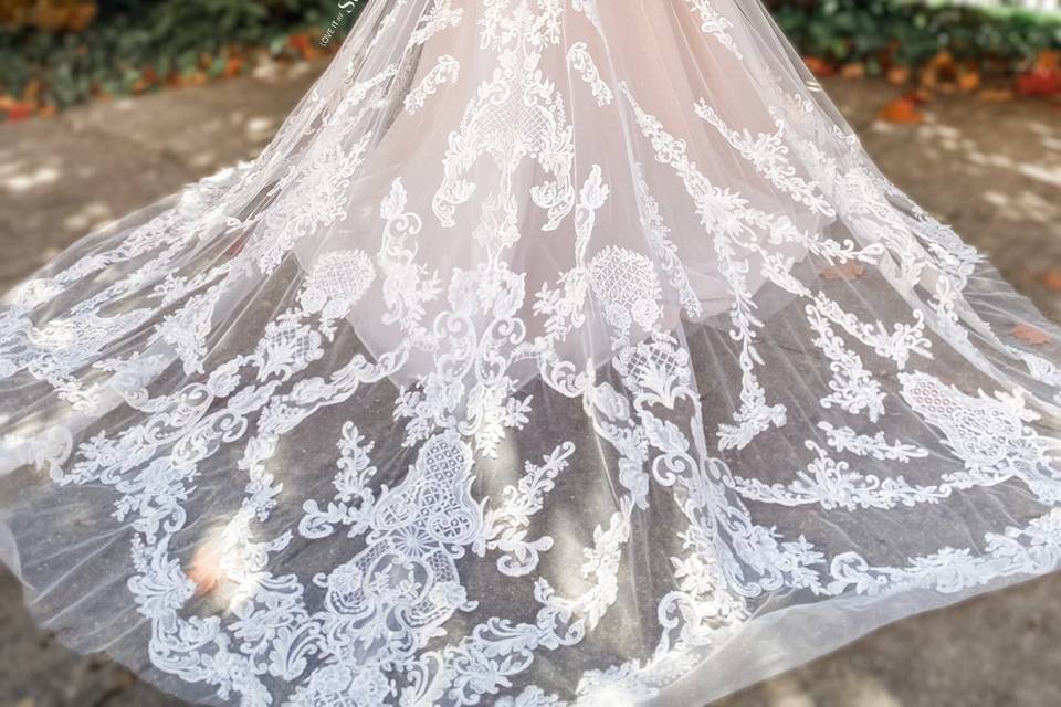 Wedding dress with long train