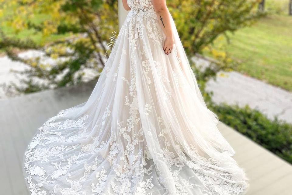 Beautiful long train bridal