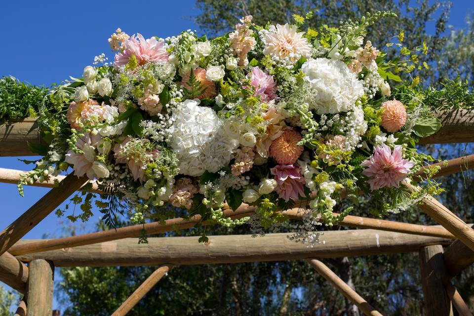 Overhead floral arrangement