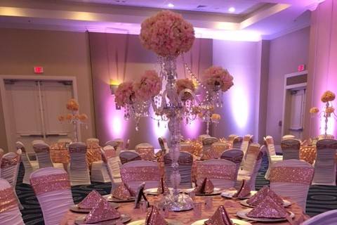 Table setup with centerpiece