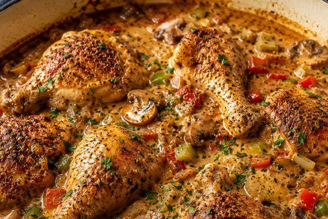 Cajun chicken fricassee