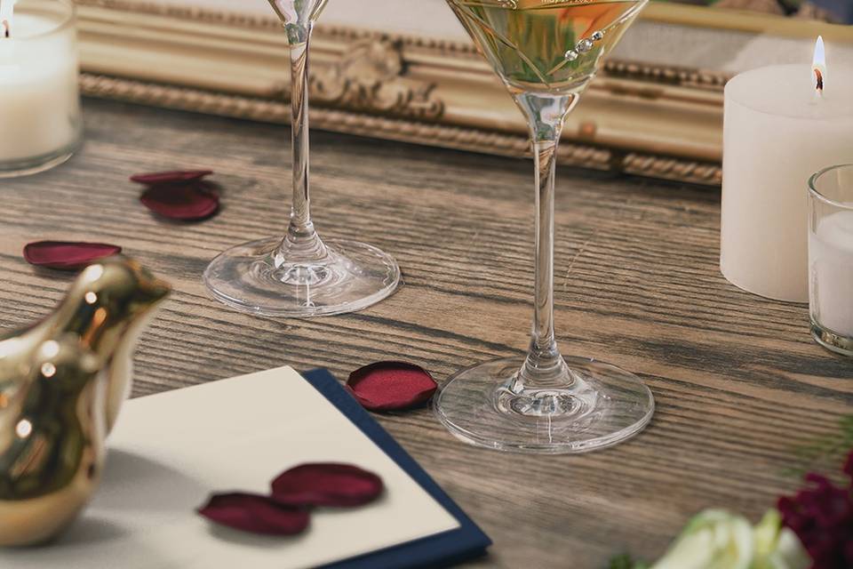 Diamante Hearts Martini Pair