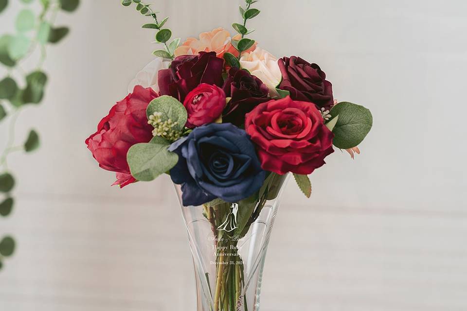 Diamante Hearts Trumpet Vase