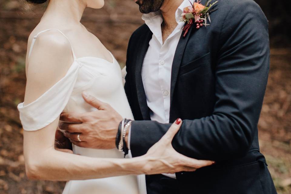 Dreamy bride and groom