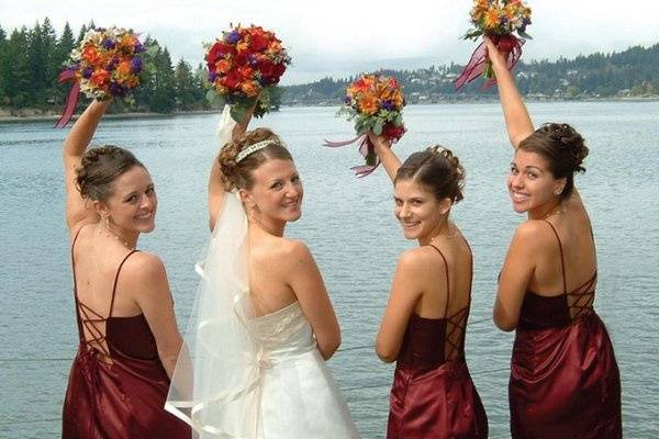 Lovely bride and bridesmaids on our beach!