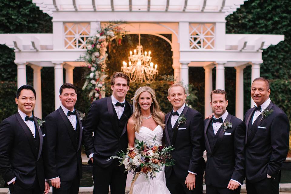 Black tuxedo wedding party