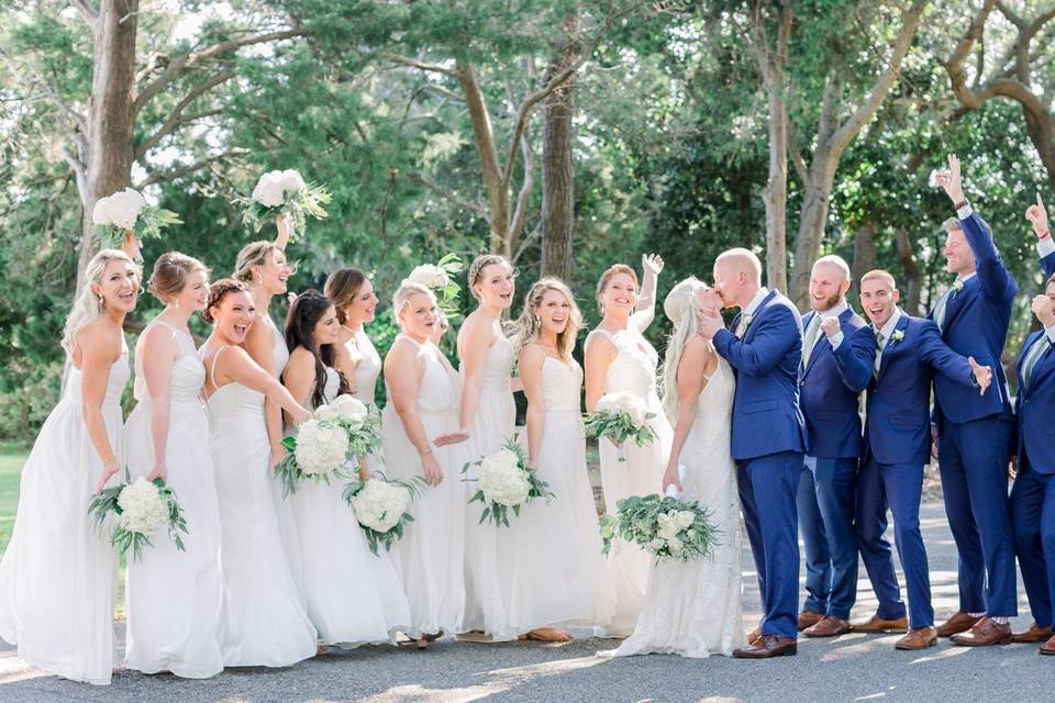 light blue suit wedding party